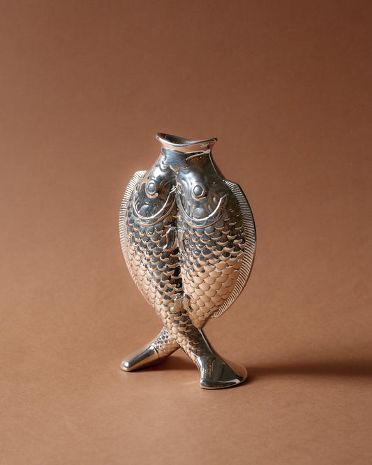 VASE POISSONS EN MÉTAL ARGENTÉ, CHRISTOFLE, 1980s