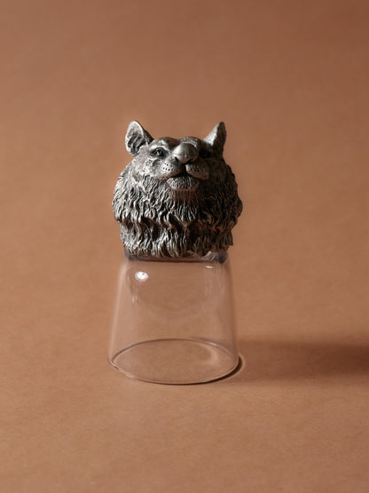 SET OF 6 GLASS AND SILVER-PLATED METAL LIQUEUR GLASSES, 1980s