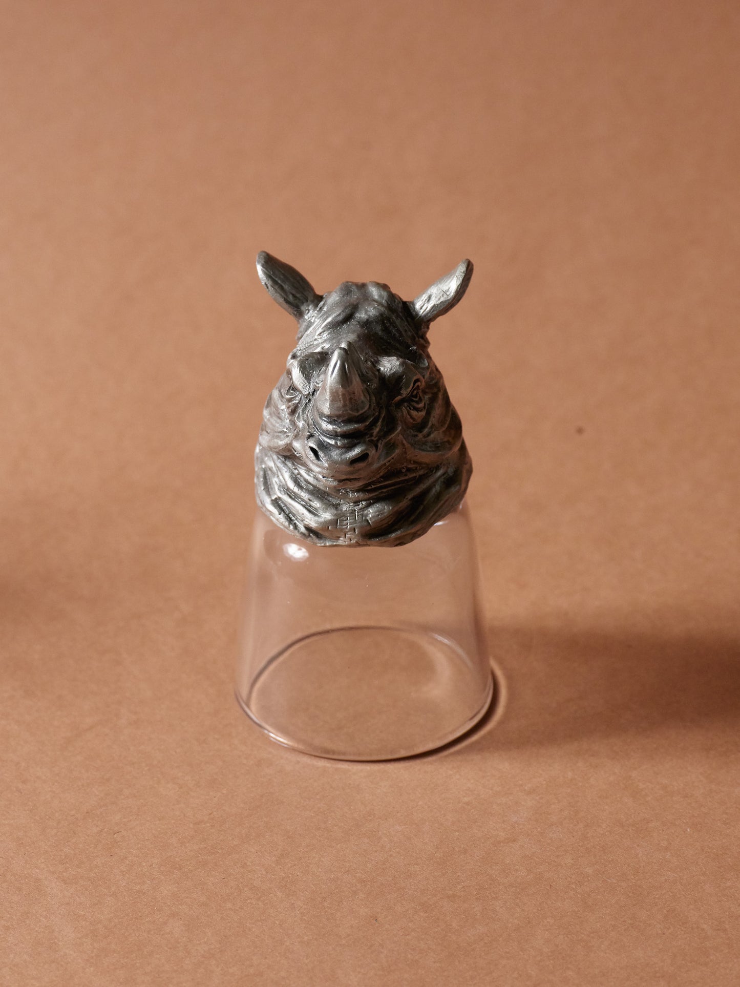 SET OF 6 GLASS AND SILVER-PLATED METAL LIQUEUR GLASSES, 1980s