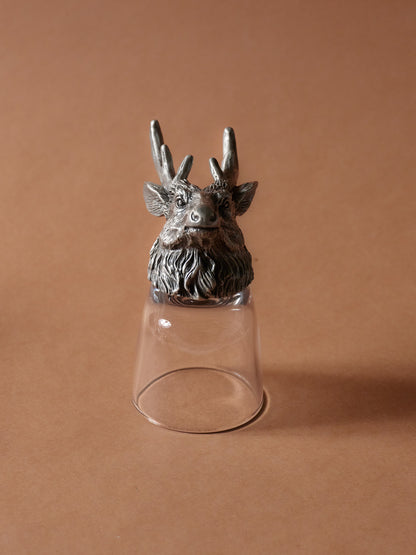 SET OF 6 GLASS AND SILVER-PLATED METAL LIQUEUR GLASSES, 1980s