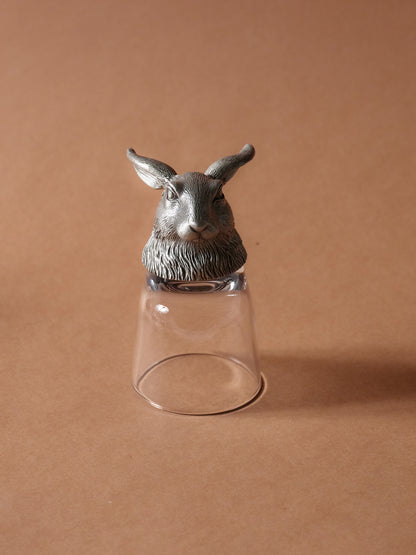 SET OF 6 GLASS AND SILVER-PLATED METAL LIQUEUR GLASSES, 1980s