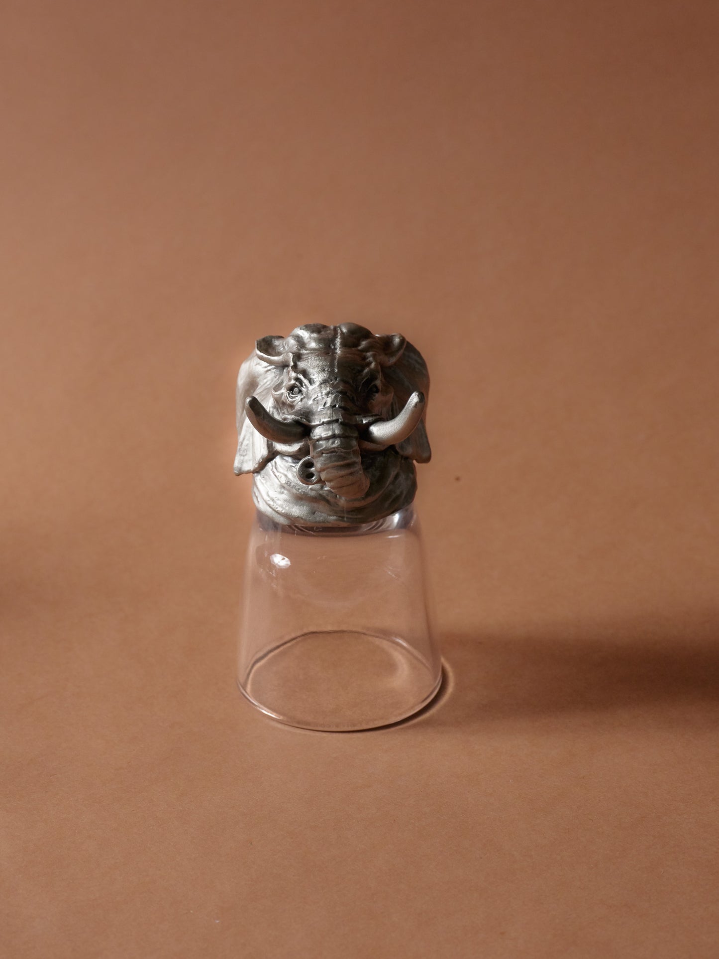 SET OF 6 GLASS AND SILVER-PLATED METAL LIQUEUR GLASSES, 1980s