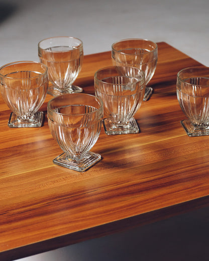SET OF 6 MOLDED GLASS GLASSES, 1970s
