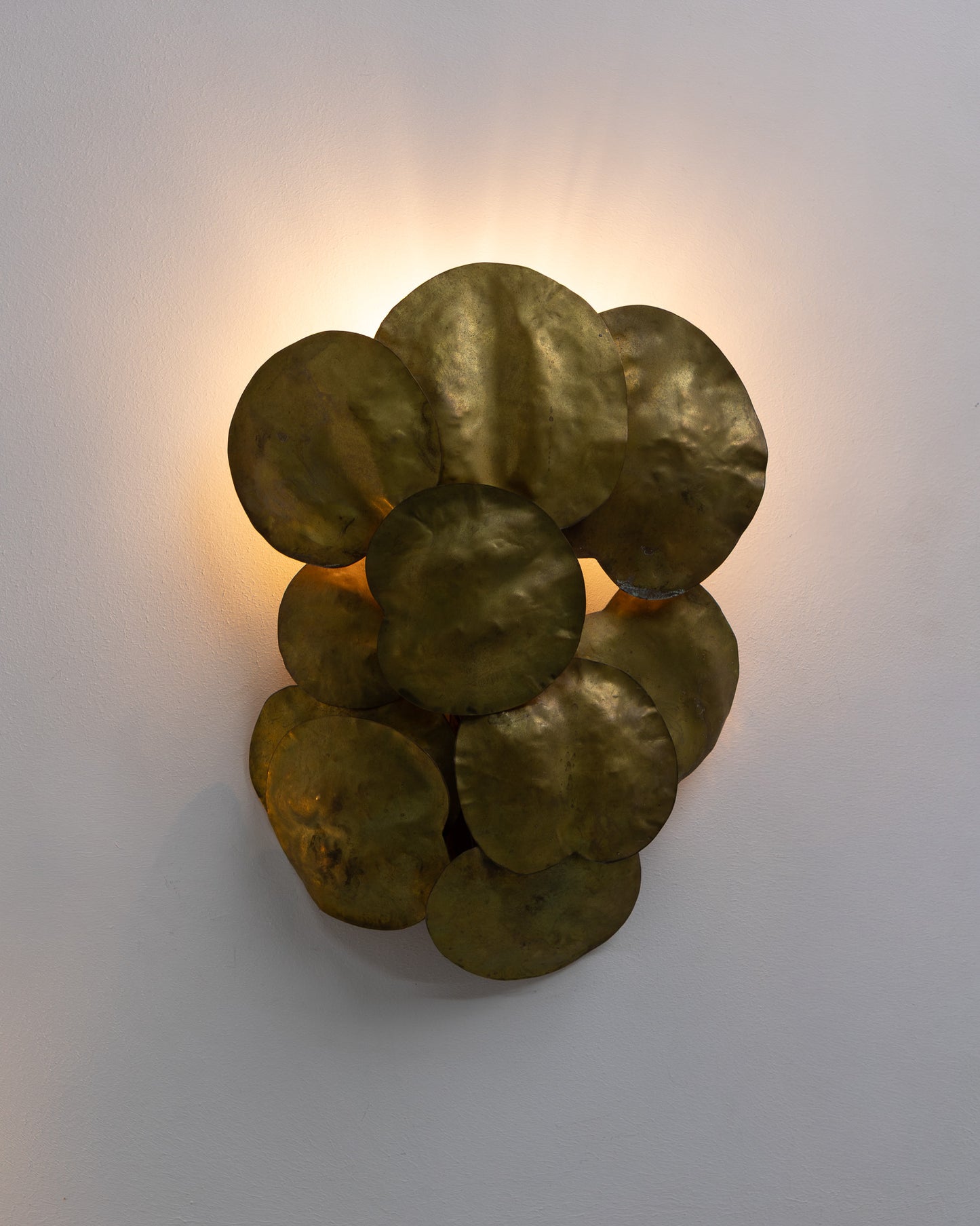 Brass wall lamp with panels, Robert Goosens
