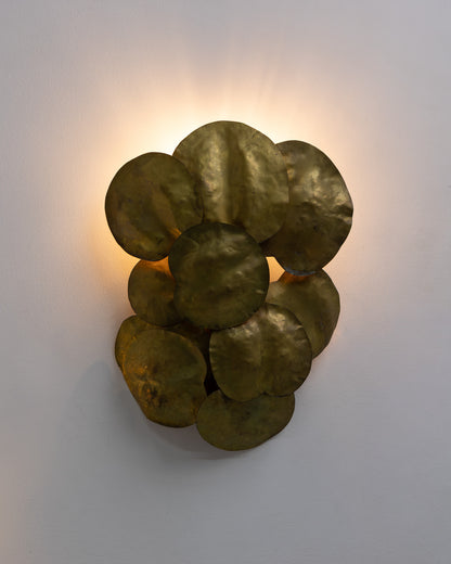 Brass wall lamp with panels, Robert Goosens