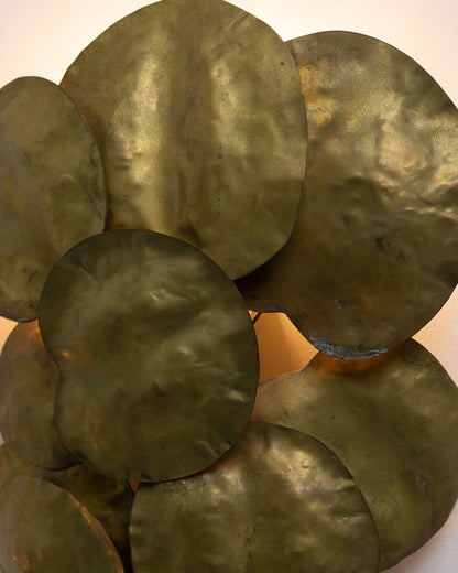 Brass wall lamp with panels, Robert Goosens