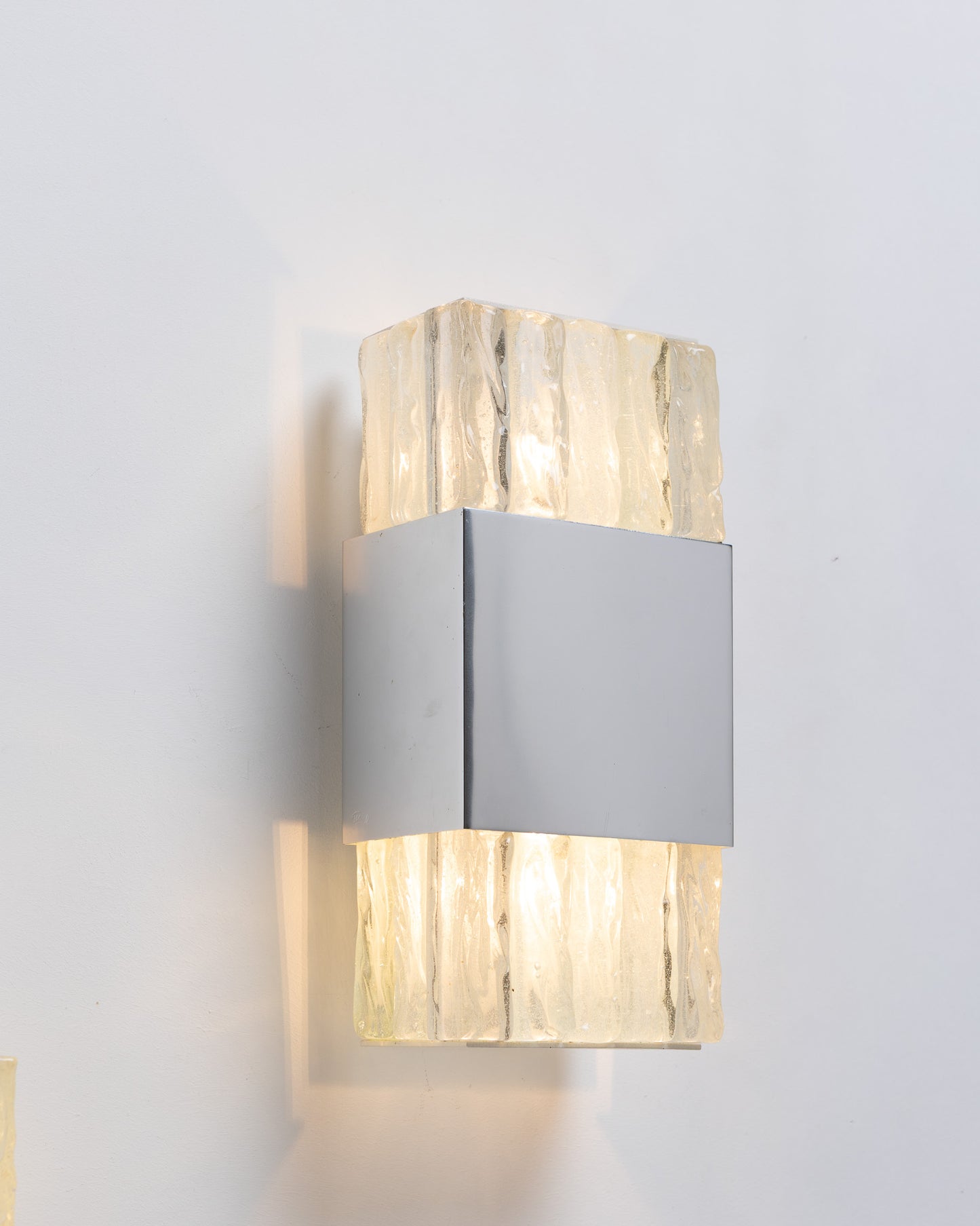 PAIR OF METAL AND GLASS WALL SCONCES, ATELIERS PERZEL