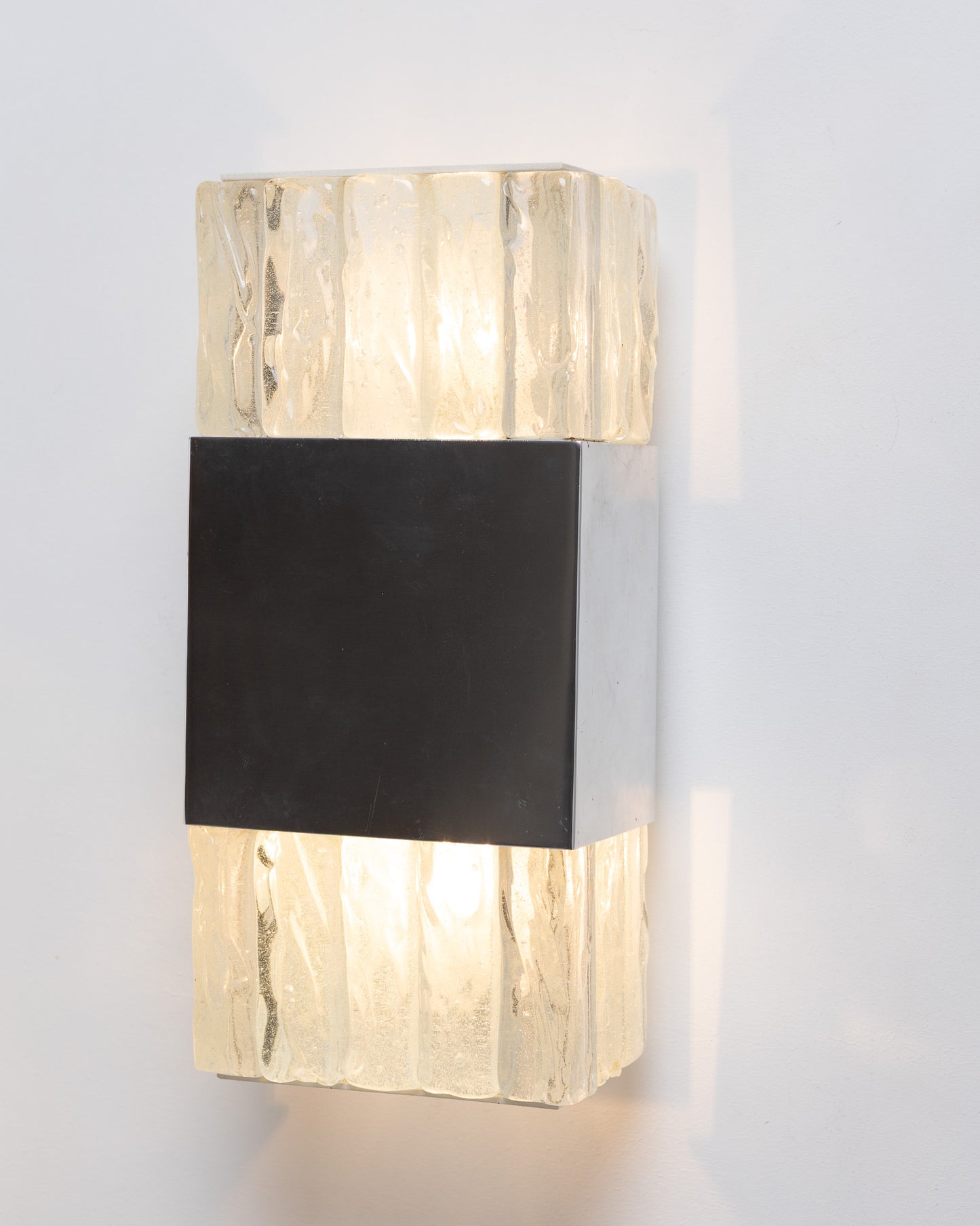PAIR OF METAL AND GLASS WALL SCONCES, ATELIERS PERZEL