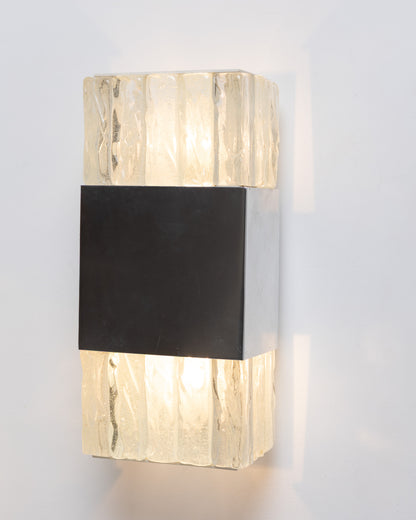 PAIR OF METAL AND GLASS WALL SCONCES, ATELIERS PERZEL