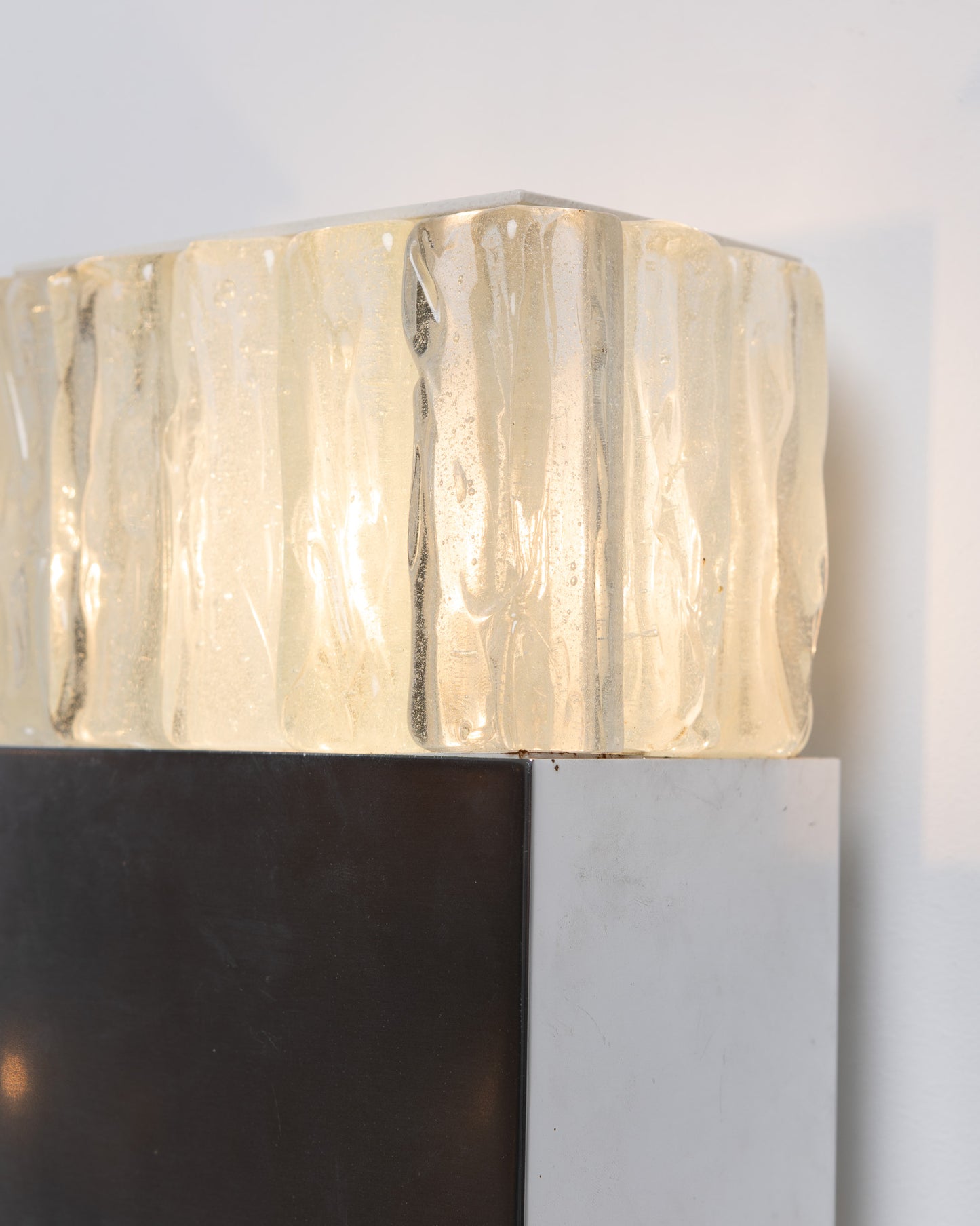 PAIR OF METAL AND GLASS WALL SCONCES, ATELIERS PERZEL