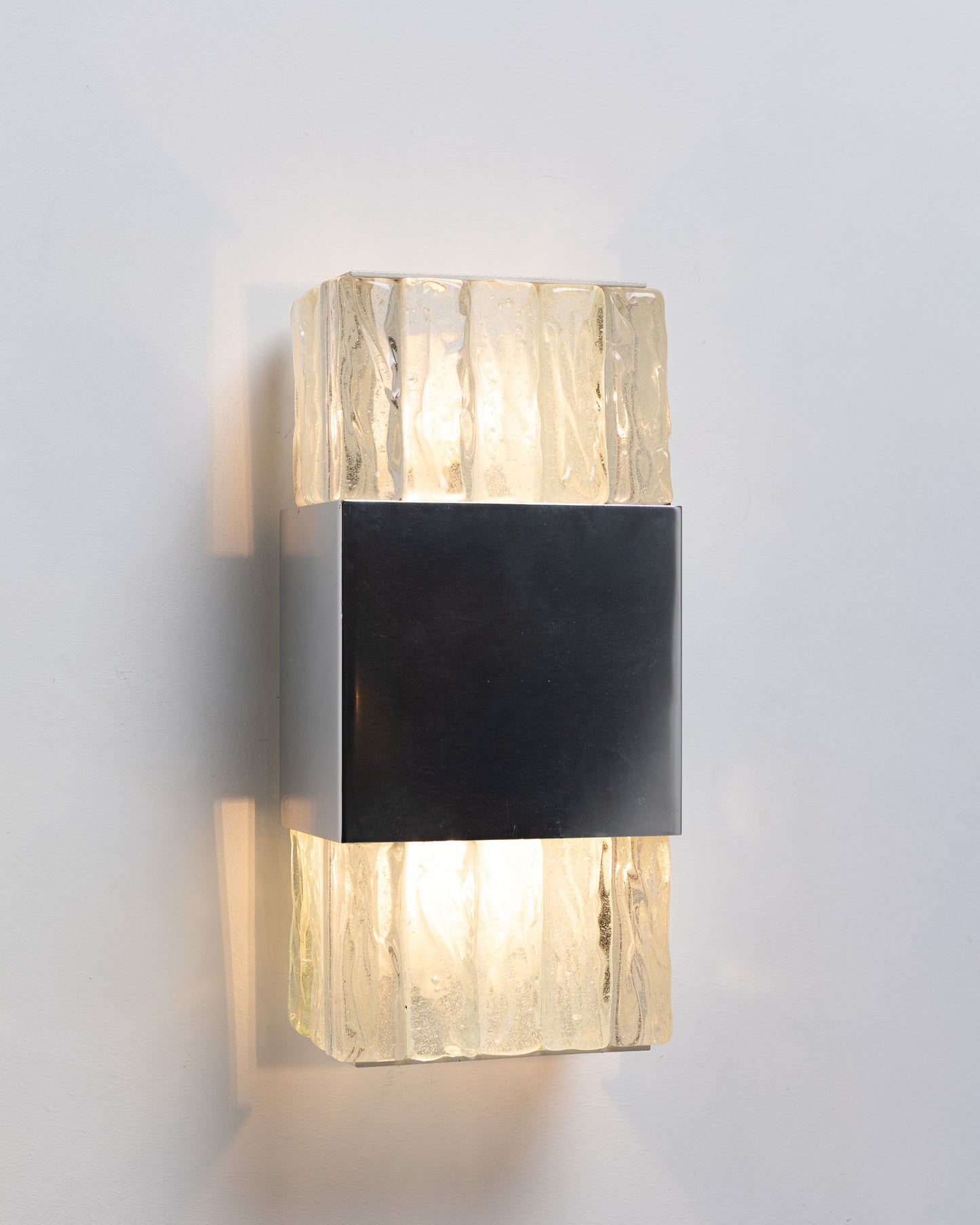 PAIR OF METAL AND GLASS WALL SCONCES, ATELIERS PERZEL
