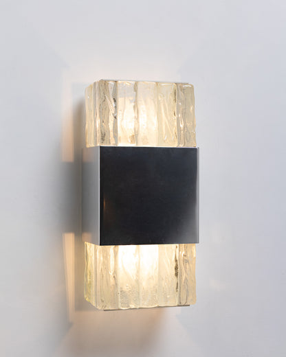 PAIR OF METAL AND GLASS WALL SCONCES, ATELIERS PERZEL