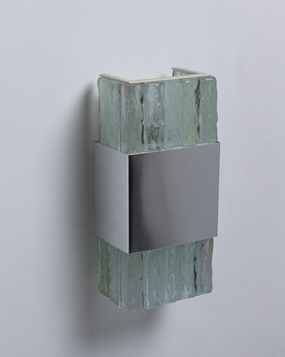 PAIR OF METAL AND GLASS WALL SCONCES, ATELIERS PERZEL