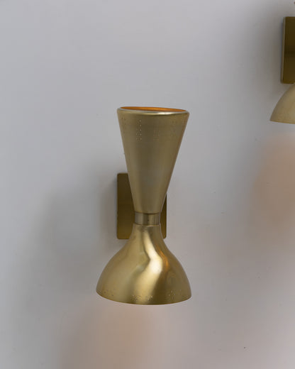 PAIR OF DIABOLO GOLD WALL LIGHTS, 1960s