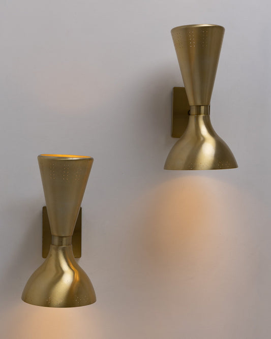 PAIR OF DIABOLO GOLD WALL LIGHTS, 1960s