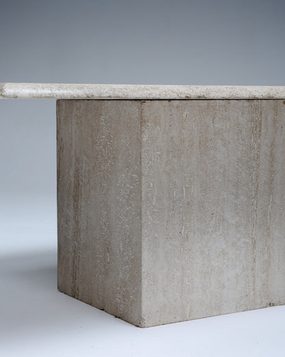 TABLE BASSE EN TRAVERTIN RECTANGULAIRE, 1980s