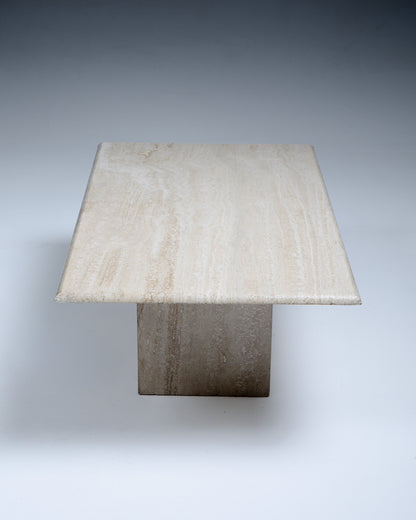 TABLE BASSE EN TRAVERTIN RECTANGULAIRE, 1980s