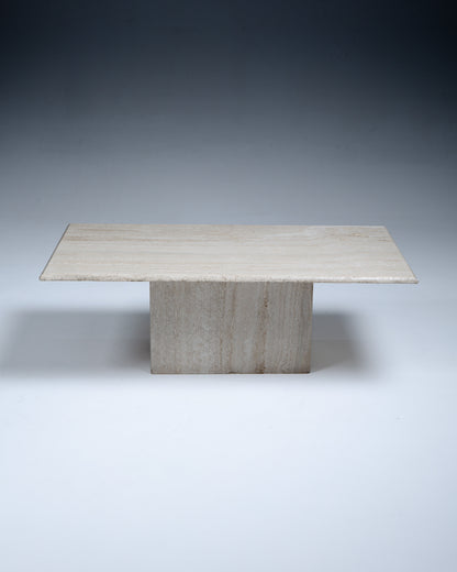 TABLE BASSE EN TRAVERTIN RECTANGULAIRE, 1980s