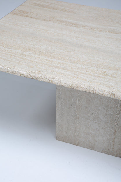 TABLE BASSE EN TRAVERTIN RECTANGULAIRE, 1980s