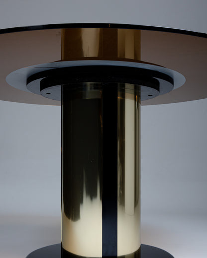 TABLE À MANGER EN LAITON ET VERRE, 1970s