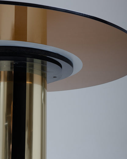 TABLE À MANGER EN LAITON ET VERRE, 1970s