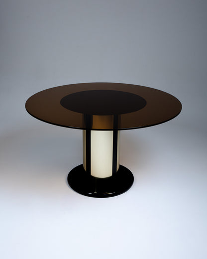 TABLE À MANGER EN LAITON ET VERRE, 1970s