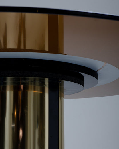 TABLE À MANGER EN LAITON ET VERRE, 1970s