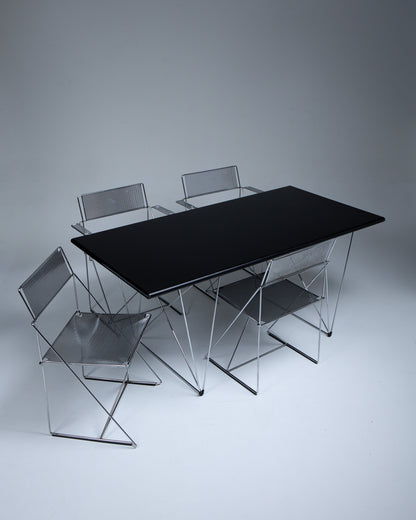 SMALL X-LINE DINING TABLE, NIELS HAUGESEN, 1970s