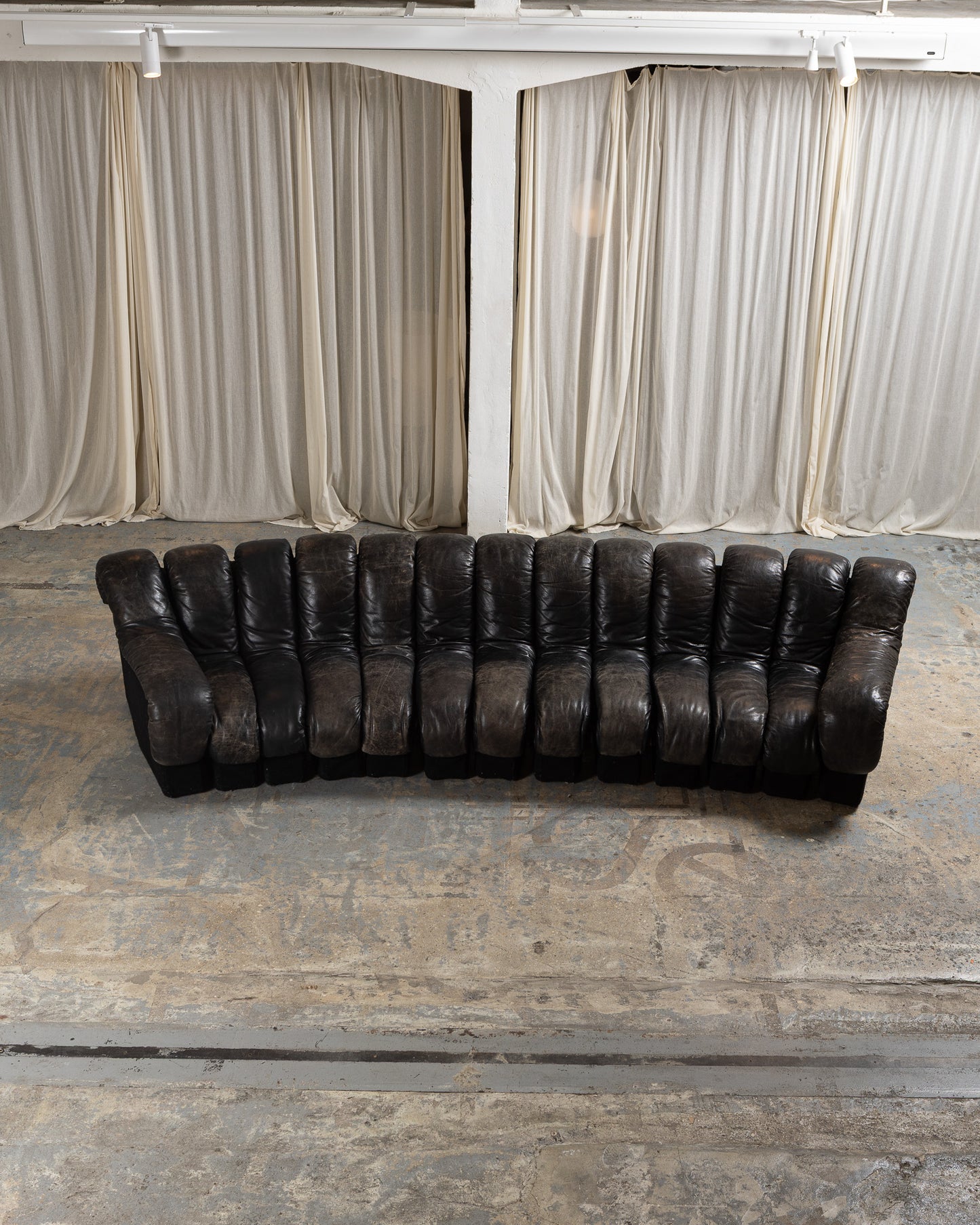 CANAPÉ DS-600 EN CUIR NOIR, DE SEDE, 1970s