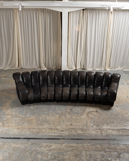 CANAPÉ DS-600 EN CUIR NOIR, DE SEDE, 1970s