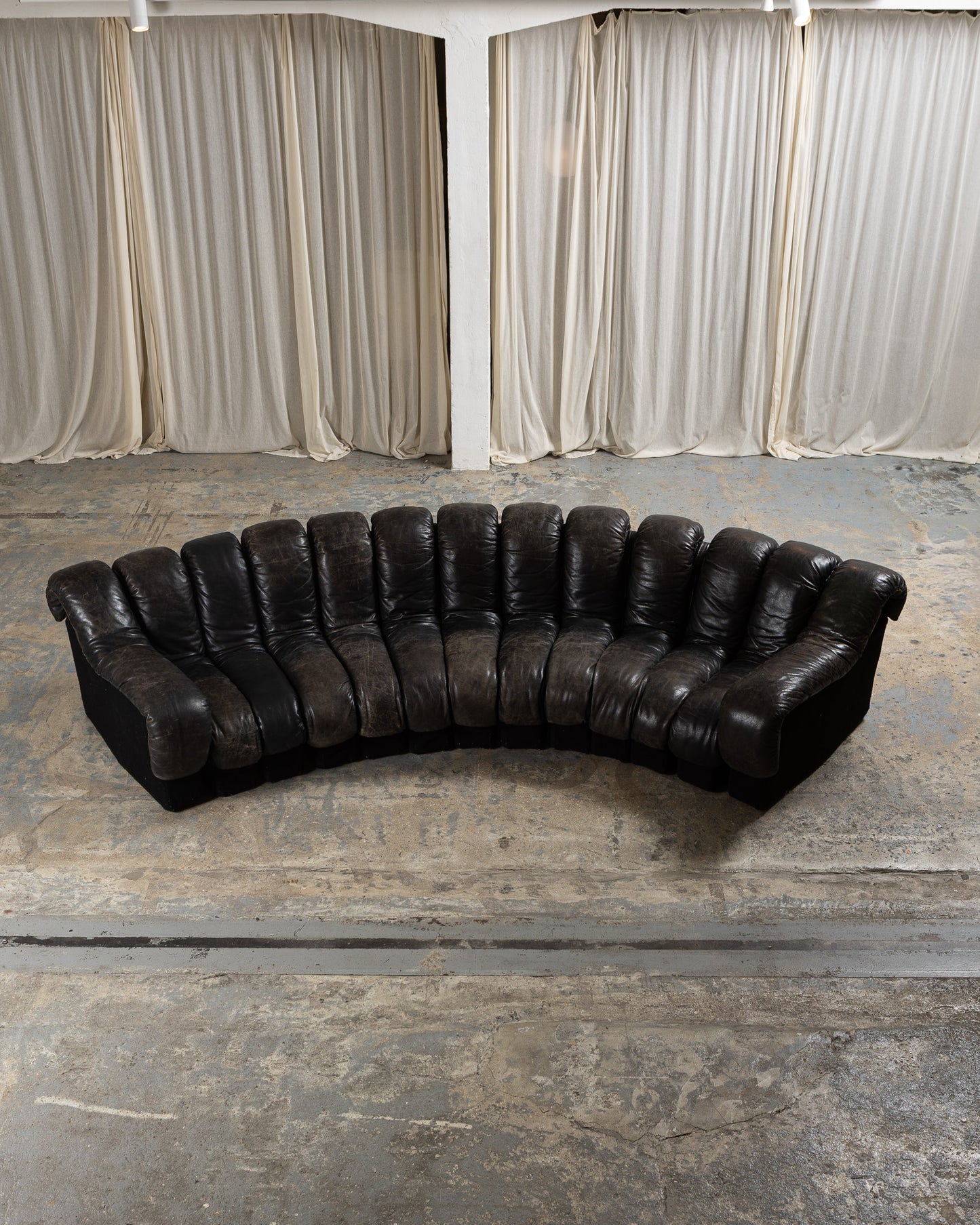 CANAPÉ DS-600 EN CUIR NOIR, DE SEDE, 1970s