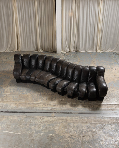 CANAPÉ DS-600 EN CUIR NOIR, DE SEDE, 1970s