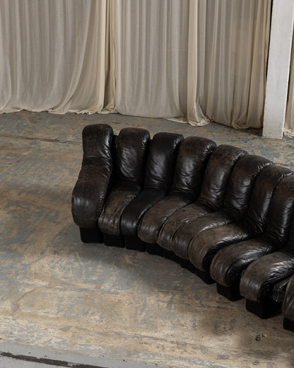 CANAPÉ DS-600 EN CUIR NOIR, DE SEDE, 1970s