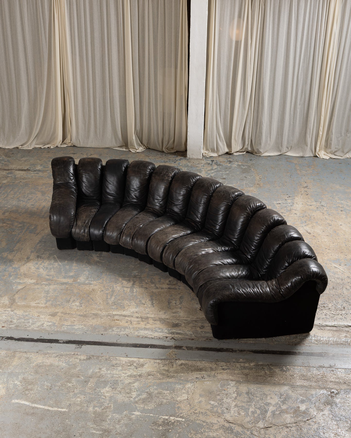 CANAPÉ DS-600 EN CUIR NOIR, DE SEDE, 1970s