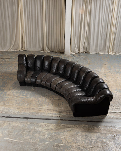 CANAPÉ DS-600 EN CUIR NOIR, DE SEDE, 1970s