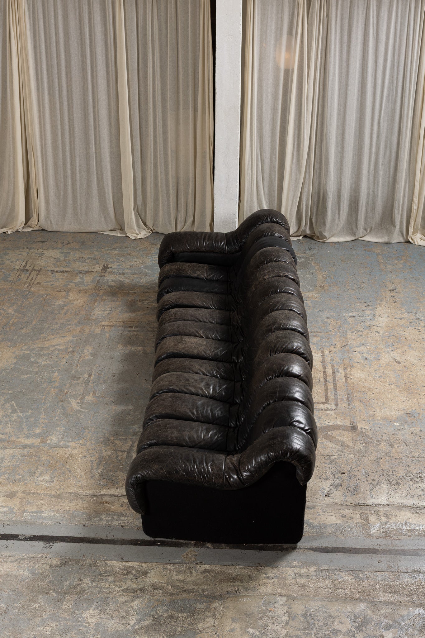 CANAPÉ DS-600 EN CUIR NOIR, DE SEDE, 1970s