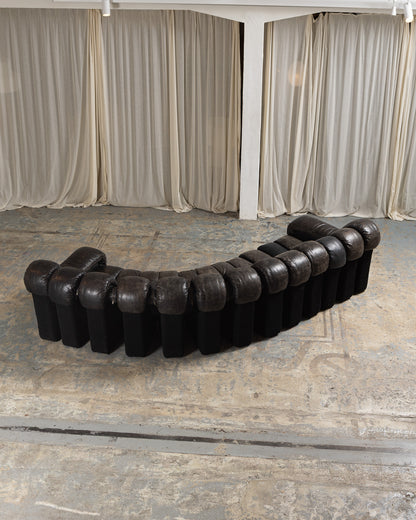 CANAPÉ DS-600 EN CUIR NOIR, DE SEDE, 1970s