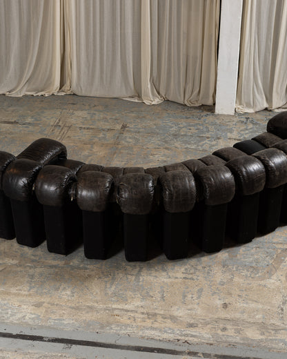 CANAPÉ DS-600 EN CUIR NOIR, DE SEDE, 1970s
