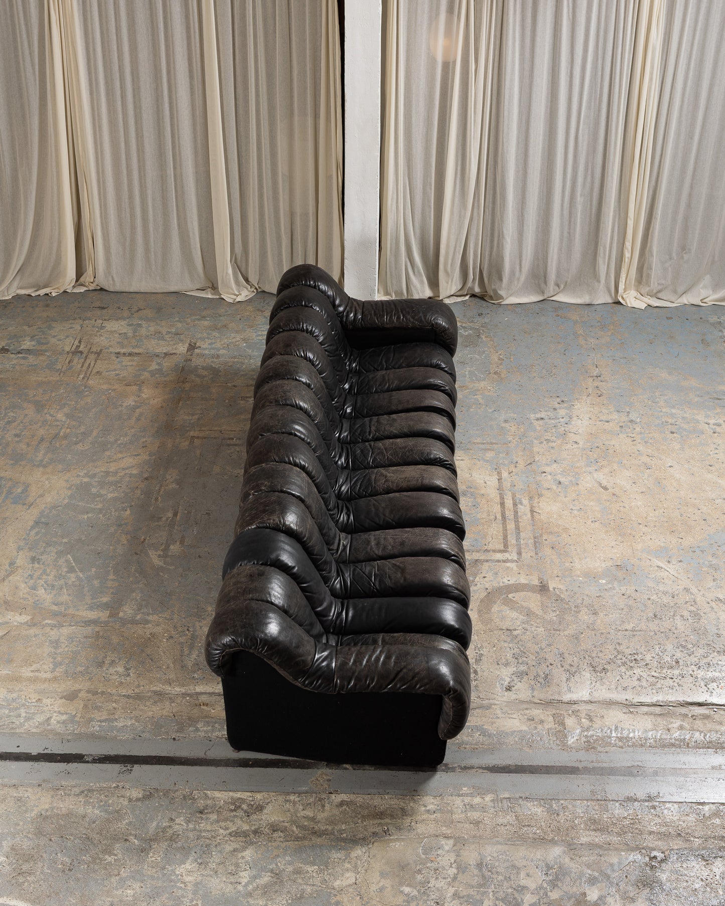CANAPÉ DS-600 EN CUIR NOIR, DE SEDE, 1970s