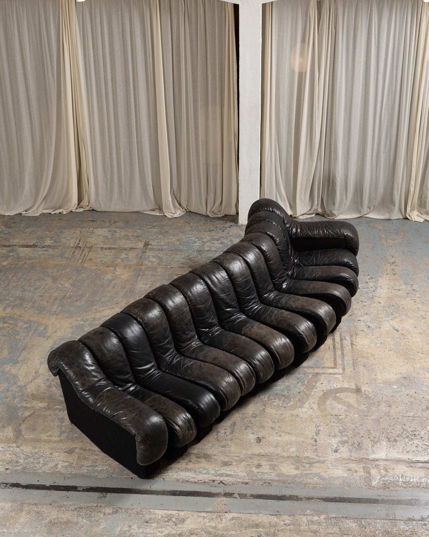 CANAPÉ DS-600 EN CUIR NOIR, DE SEDE, 1970s