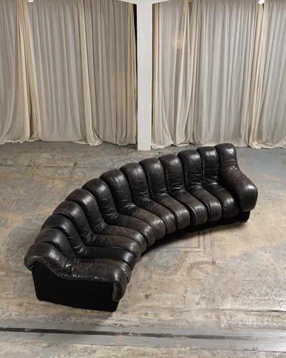 CANAPÉ DS-600 EN CUIR NOIR, DE SEDE, 1970s