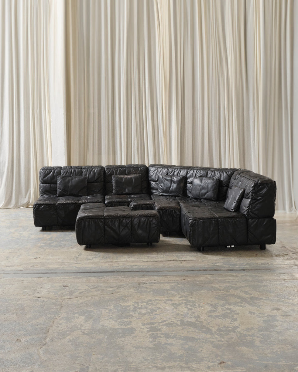 Leather Castell modular sofa, Hans Hopfer, 1980s
