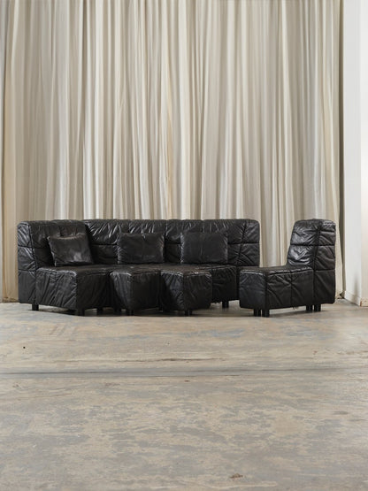 Leather Castell modular sofa, Hans Hopfer, 1980s
