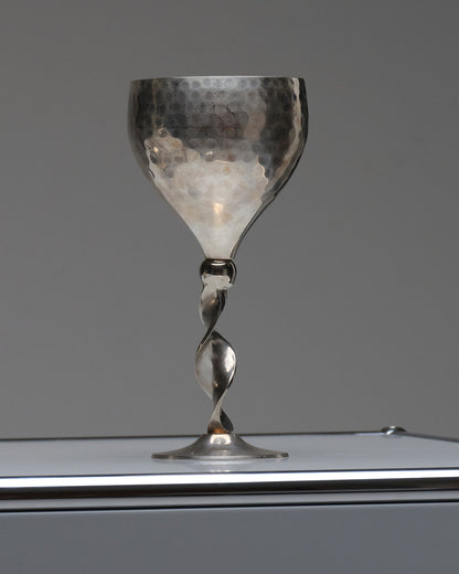 PAIRE DE 2 VERRES HAUT EN MÉTAL ARGENTÉ