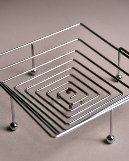 COUPE À FRUITS SPACE AGE EN ACIER INNOXYDABLE, 1970s