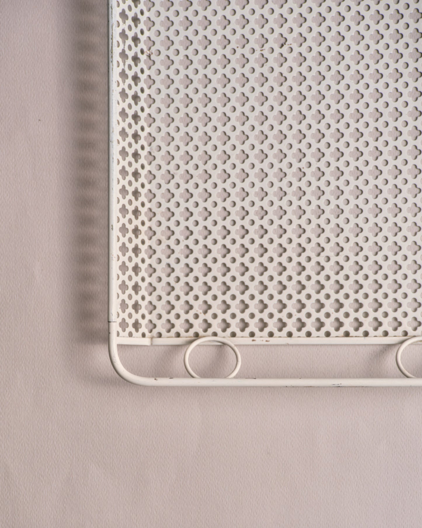 Perforated white metal tray, Mathieu Matégot, 1950s