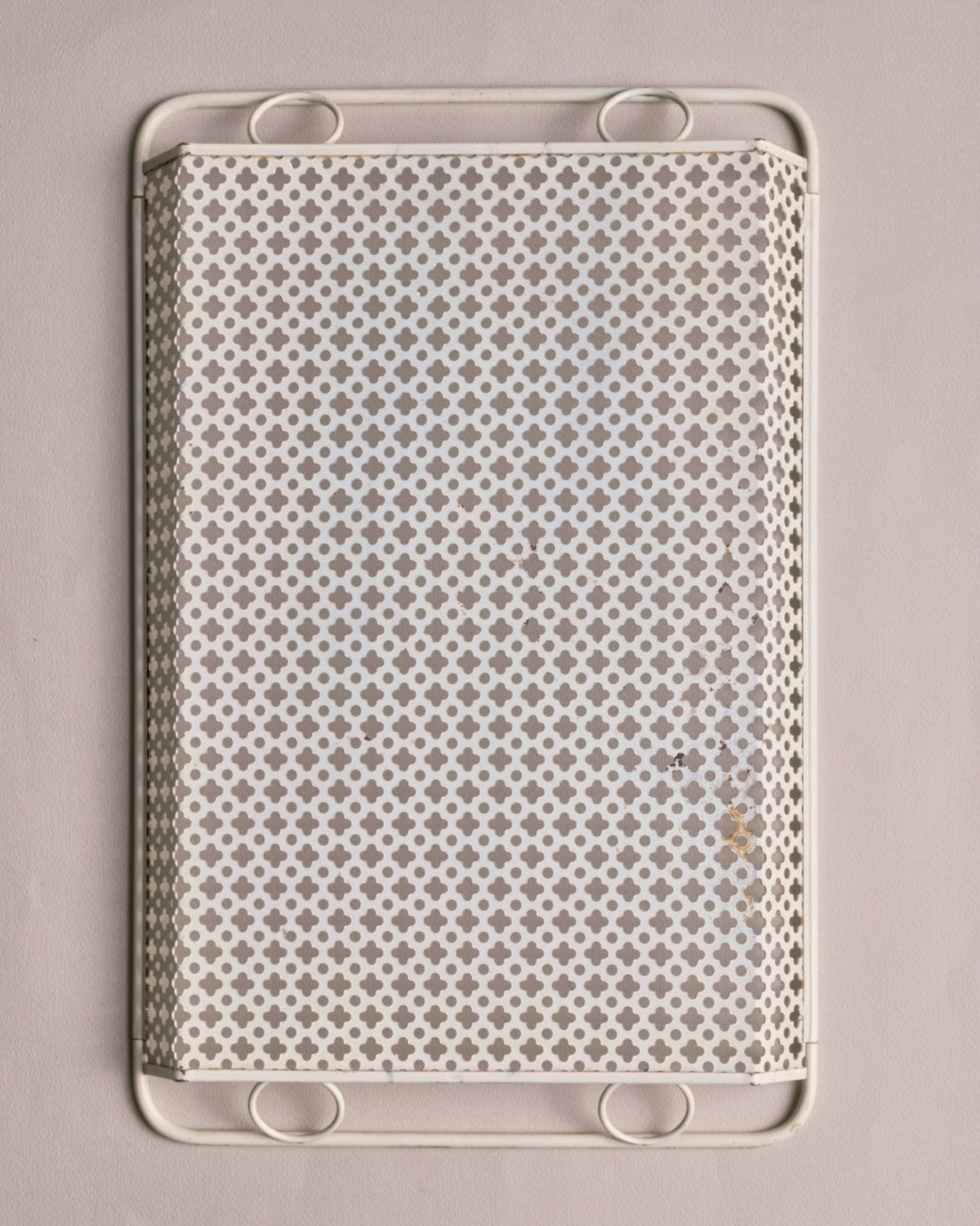 Perforated white metal tray, Mathieu Matégot, 1950s