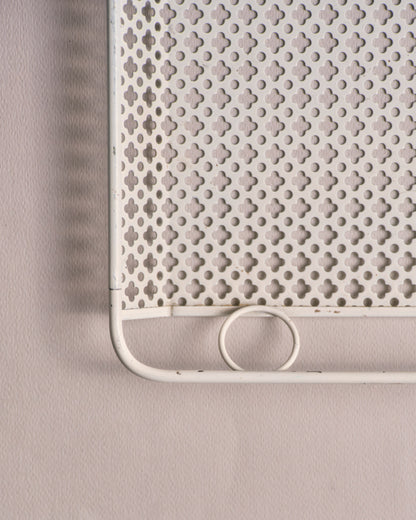 Perforated white metal tray, Mathieu Matégot, 1950s