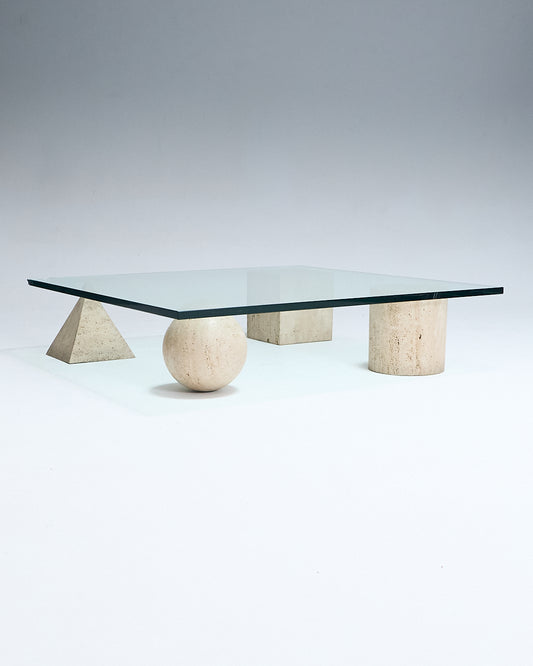 TABLE BASSE EN TRAVERTIN, METAFORA, 1970s