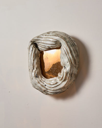 PETIT MIROIR CÉRAMIQUE ET VERRE DORÉ